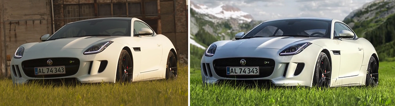 Illustration for article titled Watch a Photoshop Master Effortlessly Move This Car to a Beautiful Mountain Setting